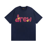 Drew House Heart Filled Logo Short Sleeve Tee, Navy Blue