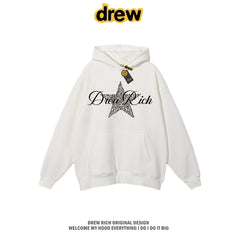 Drew Rich White Leopard Star Graphic Unisex Hooded Sweatshirt