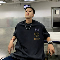Drew House Drew Bieber Logo Short Sleeve Tee, Charcoal Black