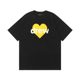 Drew House Yellow Heart Logo Short Sleeve Tee, Black