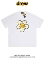 Drew House Daisy Smiley Graphic Oversized Cotton T-Shirt, Off White