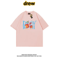 Drew Rich Pink Peach Letter Graphic Unisex Cotton T-shirt