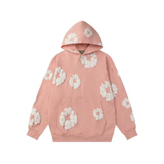 Denim Tears Pink Allover White Cotton Wreath Pullover Hoodie
