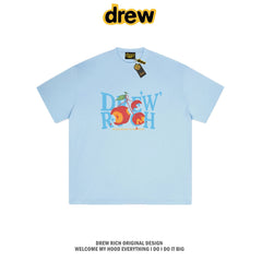 Drew Rich Baby Blue Peach Graphic Heavyweight Cotton Unisex T-shirt