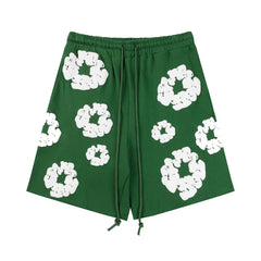 Denim Tears Cotton Wreath Sweatshorts Green Unisex Streetwear Shorts