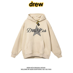 Drew Rich Apricot Leopard Star Graphic Unisex Hooded Sweatshirt